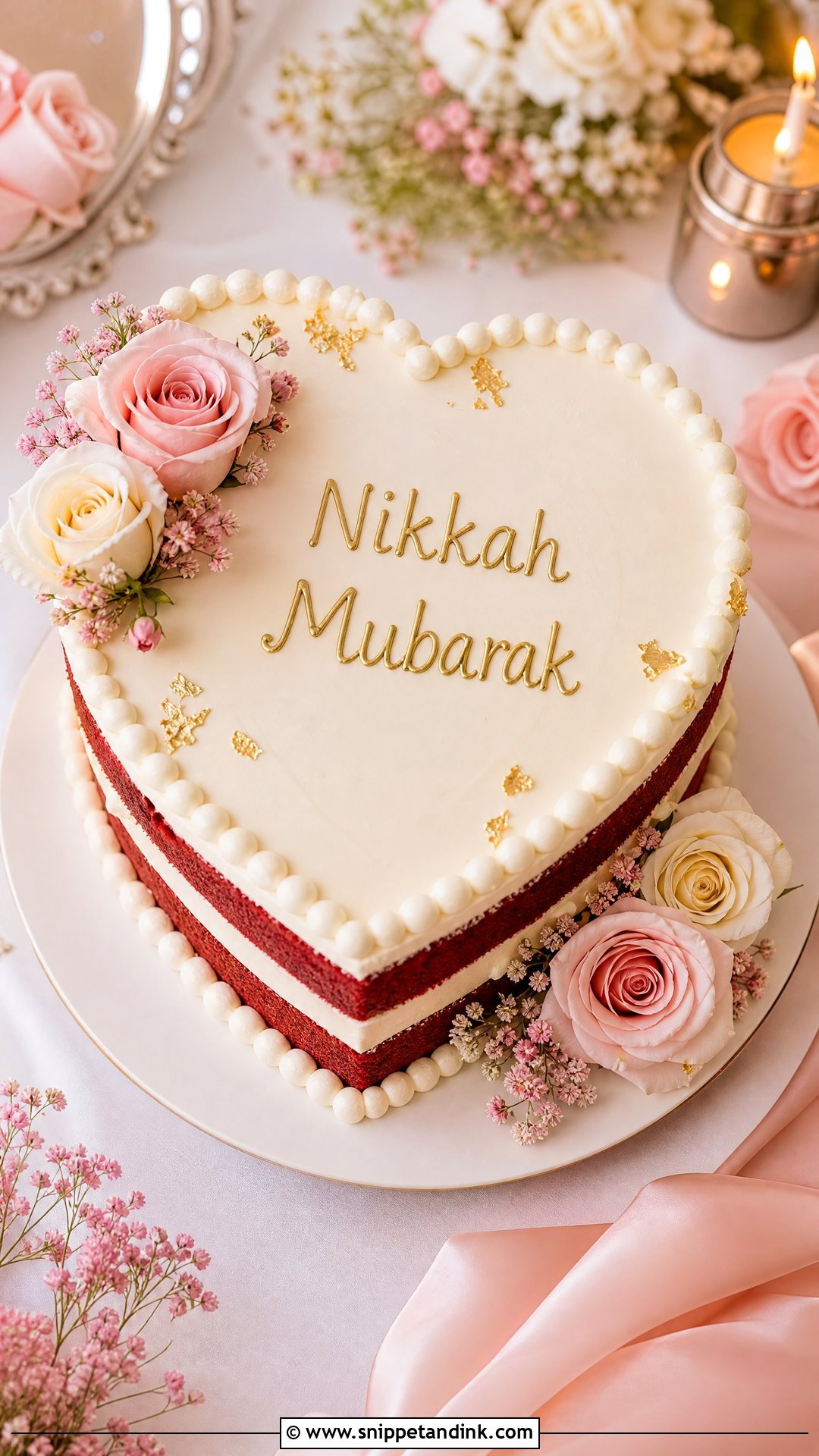 Heart Nikkah Cake - Snippet and Ink - 25 Nikkah Cake Ideas