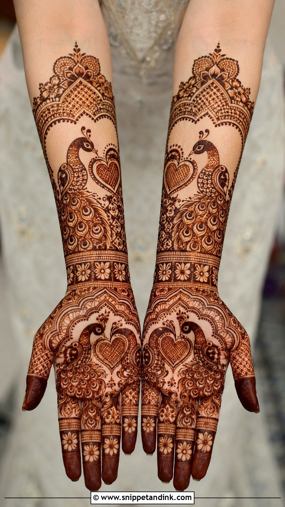 Heart Peacock Mehndi Design - Snippet and Ink - 30 Heart Mehndi Designs