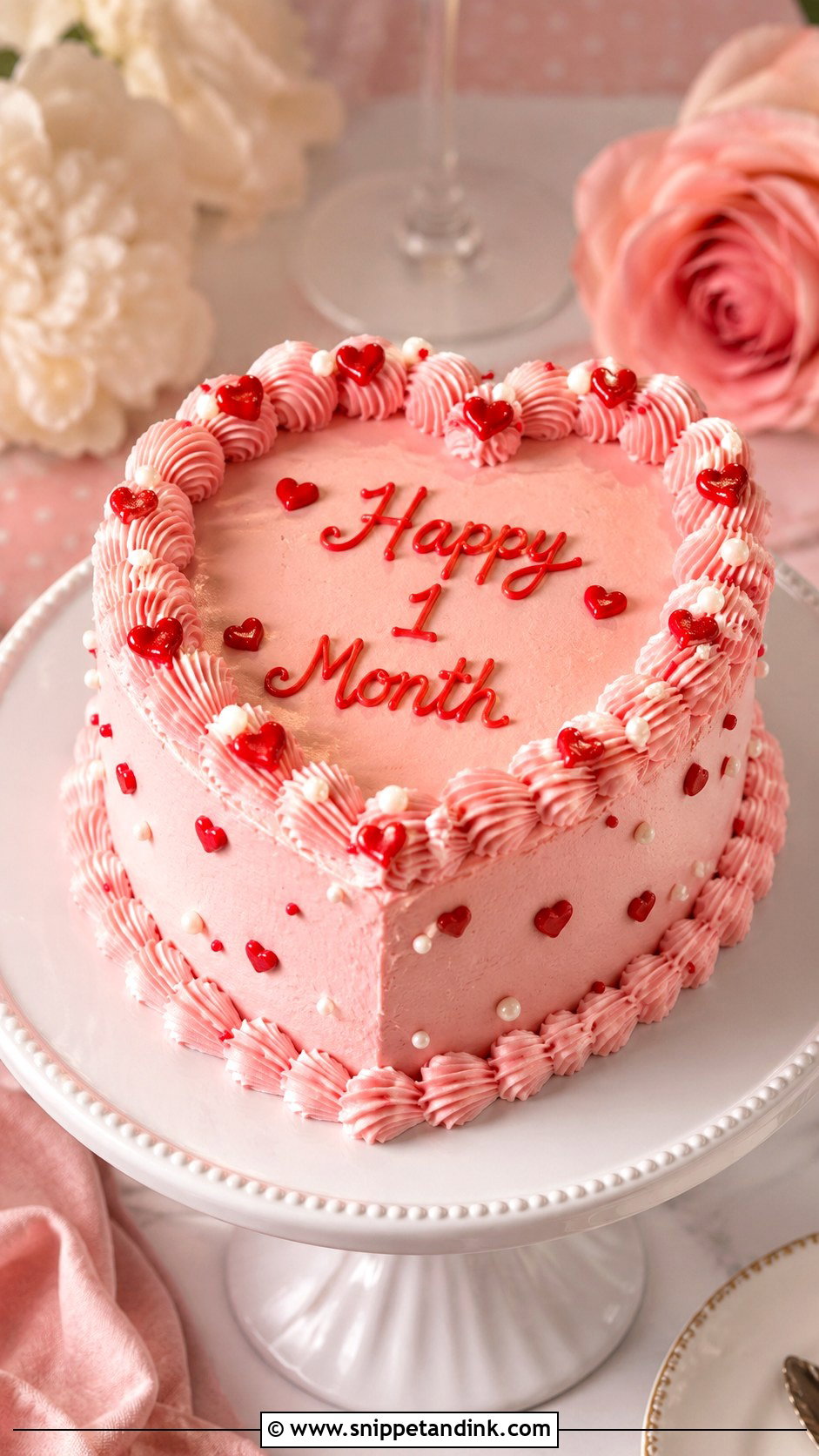 Heart Shape 1 Month Anniversary Cake - Snippet and Ink - 20 1st Month Anniversary Cake Ideas