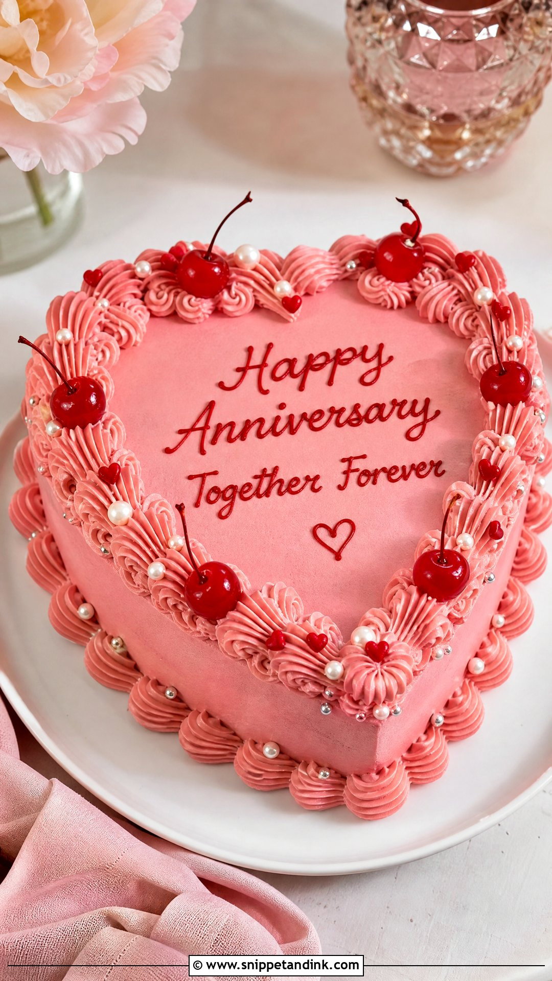 Heart Shape Anniversary Cake - Snippet and Ink - 30 Marriage Anniversary Cake Ideas