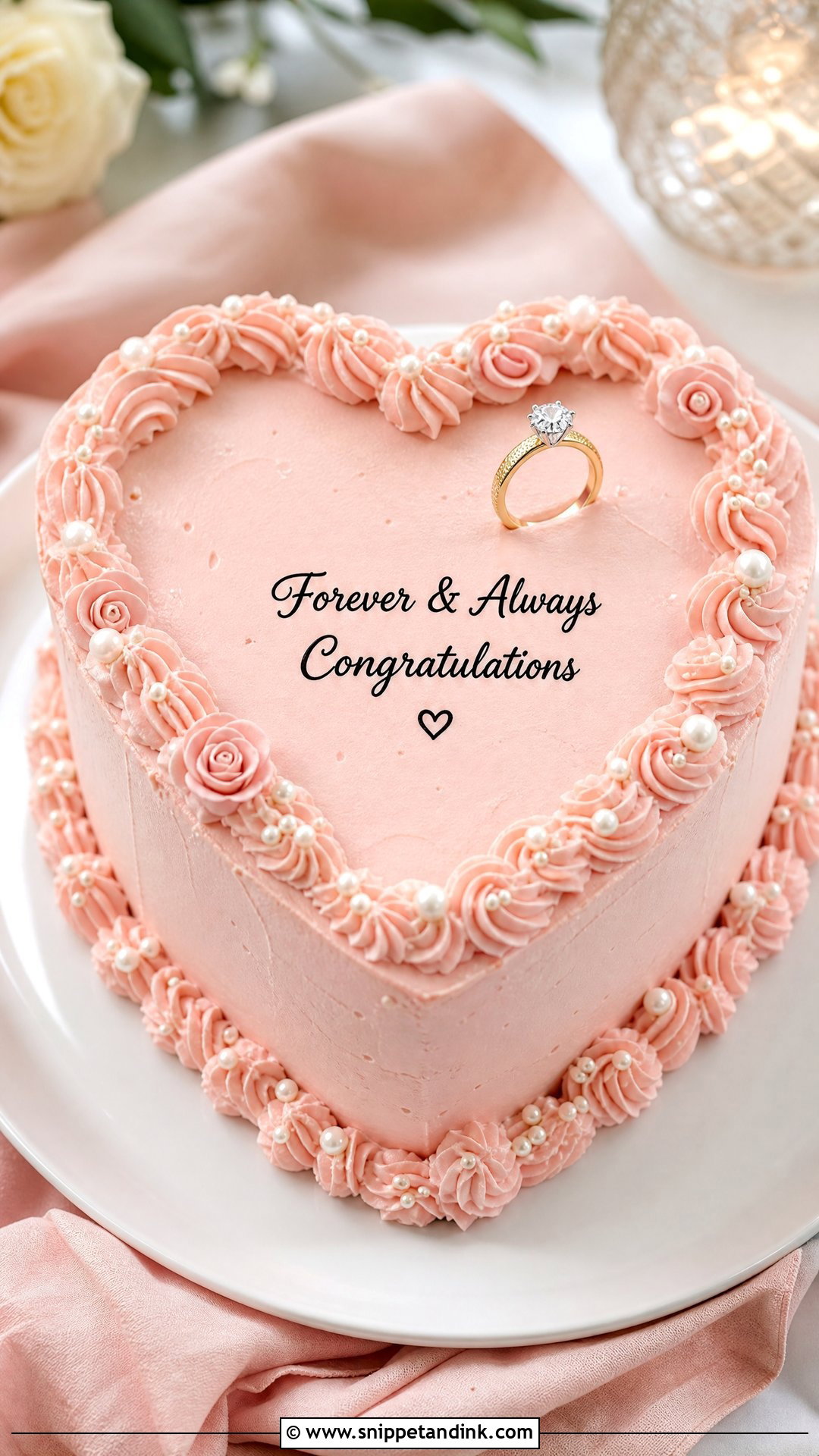 Heart Shape Engagement Cake - Snippet and Ink - 20 Simple Engagement Cake Designs