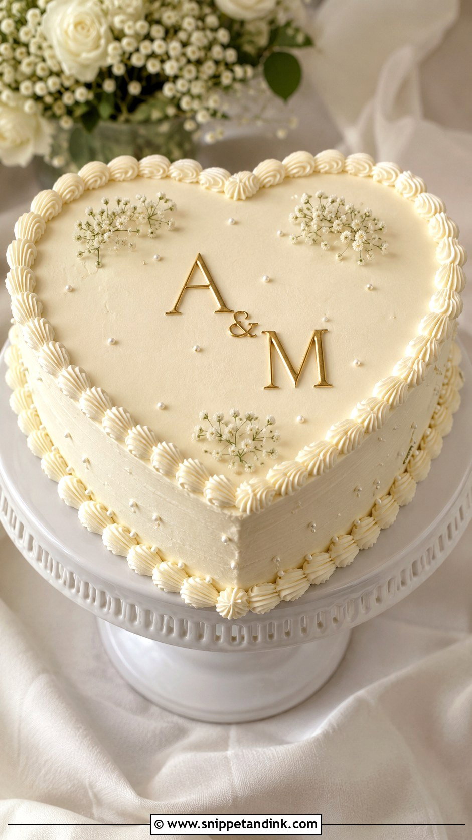 Heart Shape Wedding Cake With Initials - Snippet and Ink - 20 Heart Shape Cake Ideas for Wedding