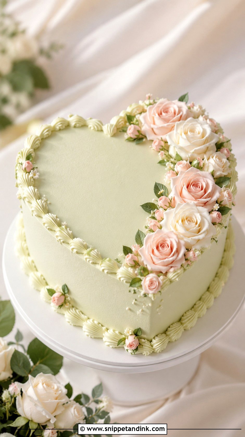 Heart Shape Wedding Cake With Roses - Snippet and Ink - 20 Heart Shape Cake Ideas for Wedding