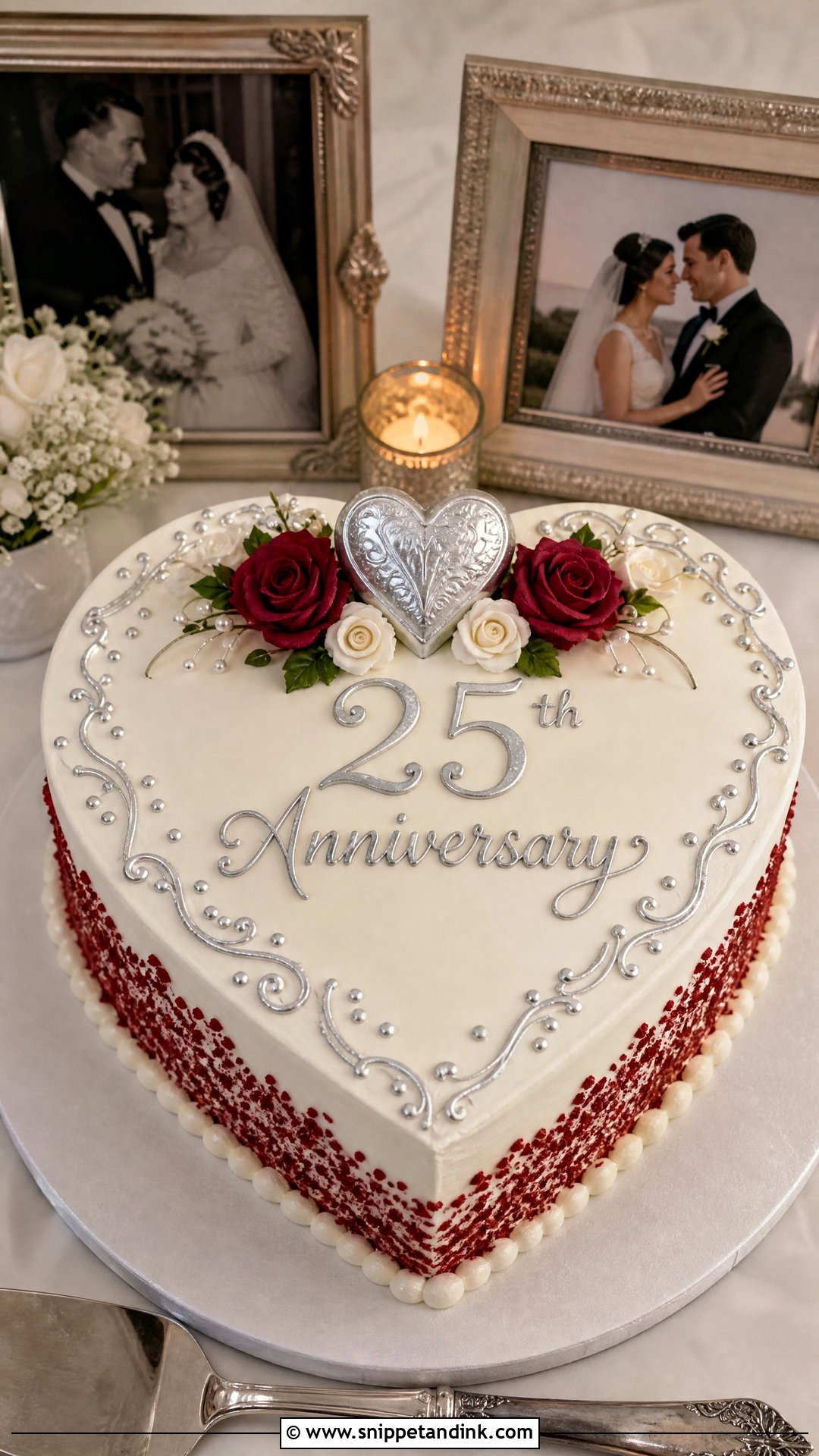 Heart Shaped 25th Anniversary Cake - Snippet and Ink - 25 25th Wedding Anniversary Cakes