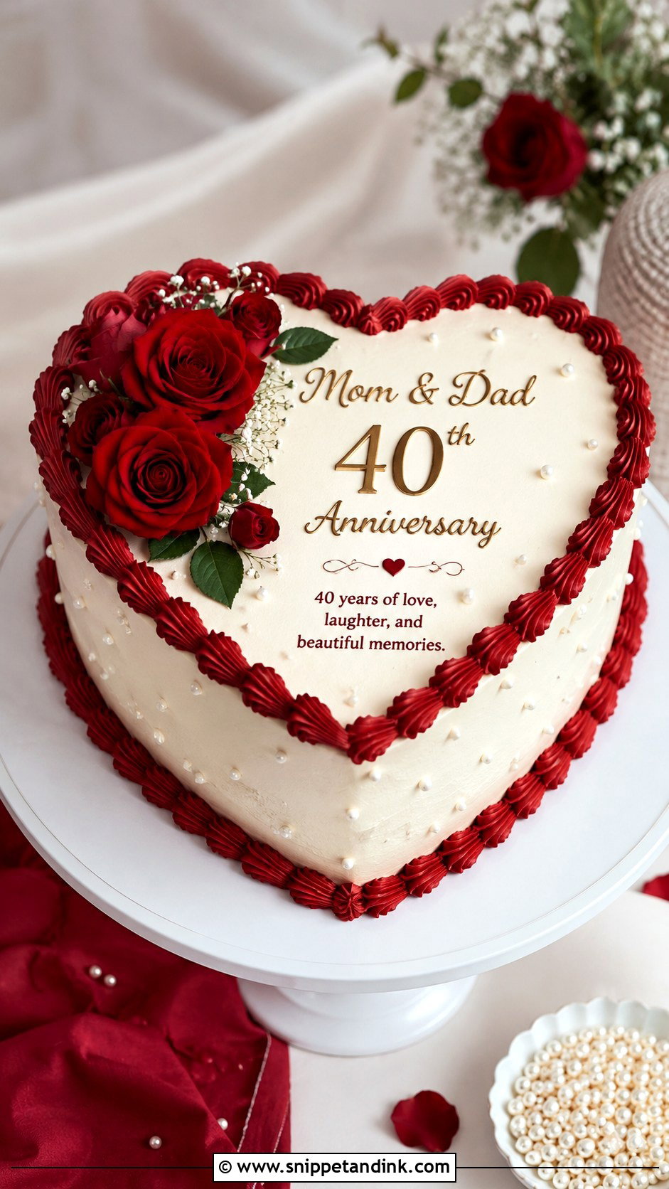 Heart Shaped 40th Anniversary Cake - Snippet and Ink - 20 40th Anniversary Cake for Parents