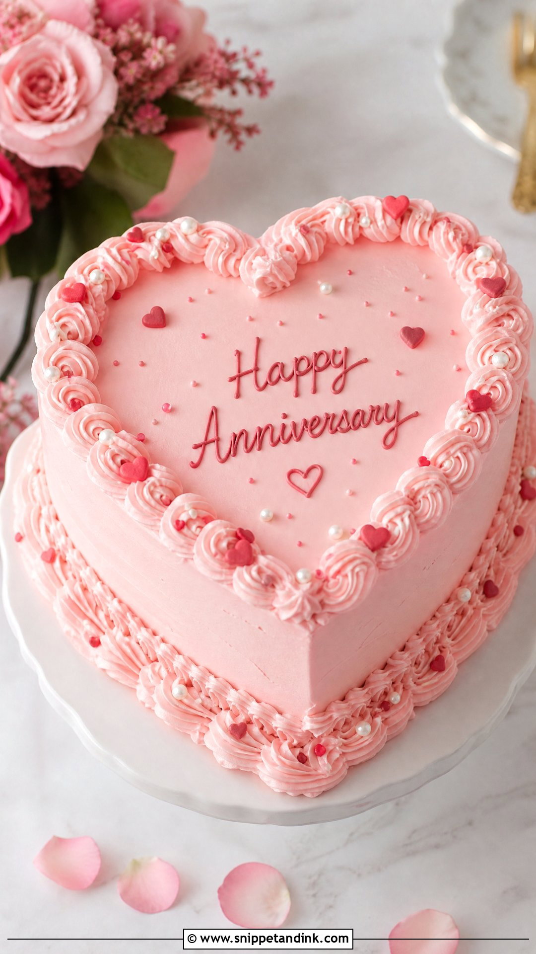 Heart Shaped Anniversary Cake - Snippet and Ink - 30 Cute Anniversary Cake Ideas