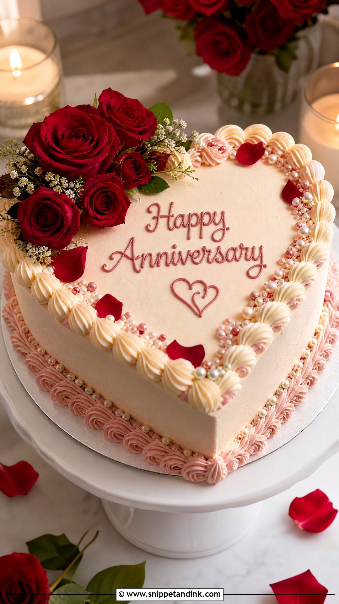 Heart Shaped Anniversary Cake - Snippet and Ink - 35 Anniversary Cake Designs