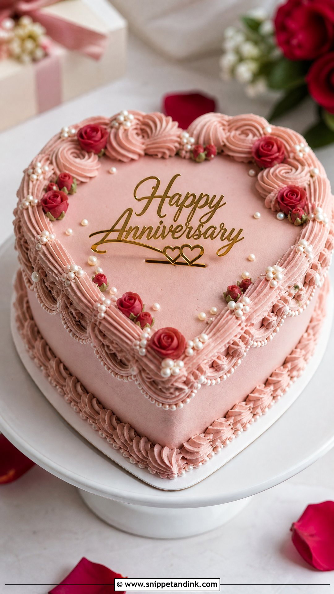 Heart Shaped Anniversary Cake - Snippet and Ink - 35 Happy Anniversary Cakes