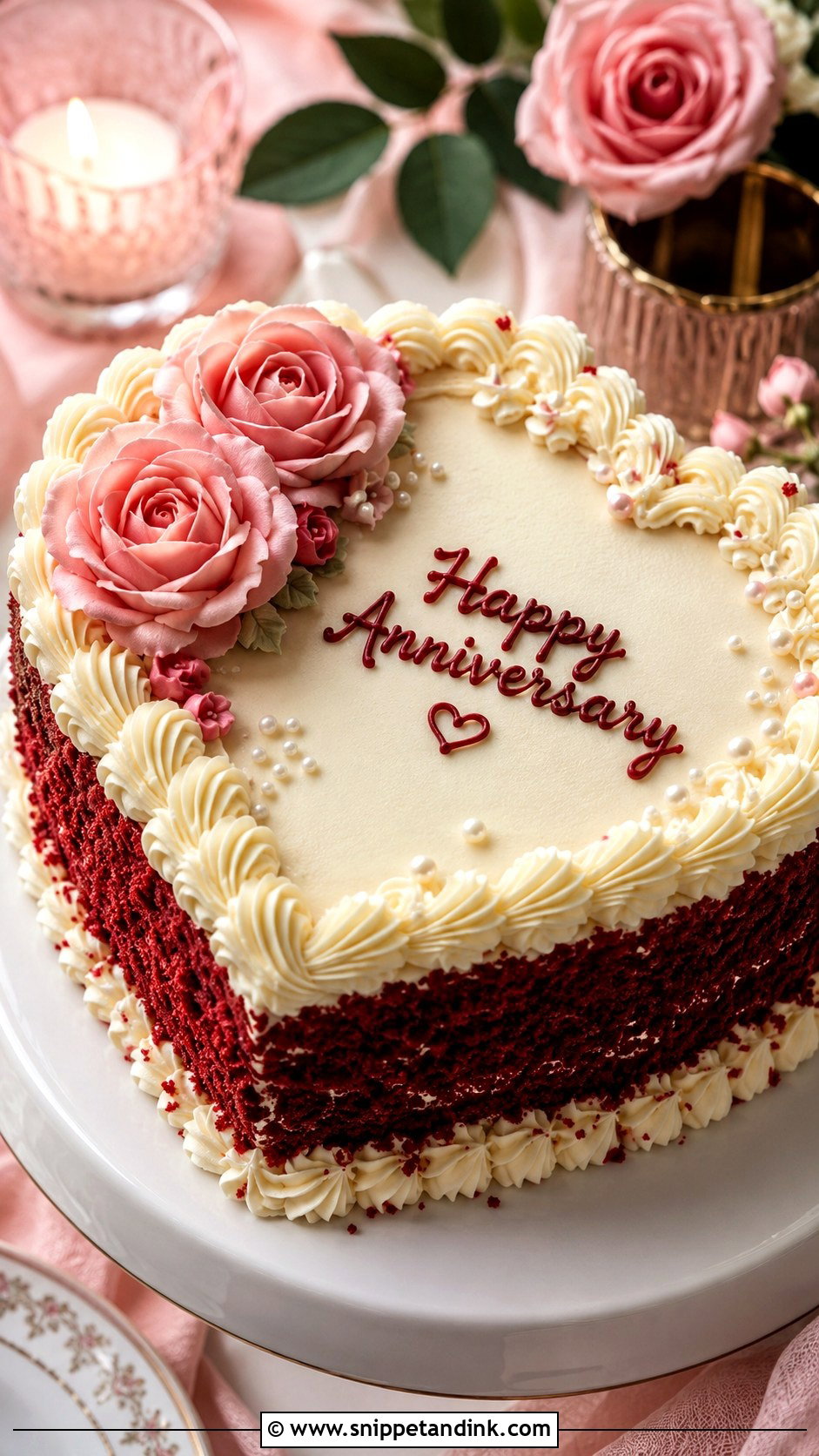 Heart Shaped Anniversary Cake - Snippet and Ink - 20 Anniversary Couple Cake Design Ideas