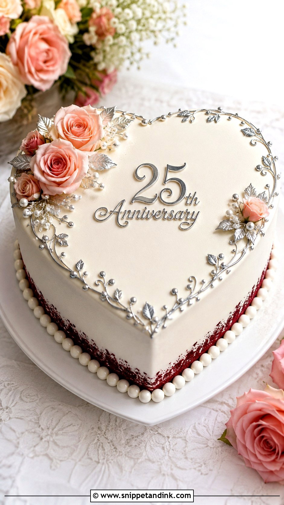 Heart Shaped Anniversary Cake - Snippet and Ink - 20 Cakes for 25th Anniversary