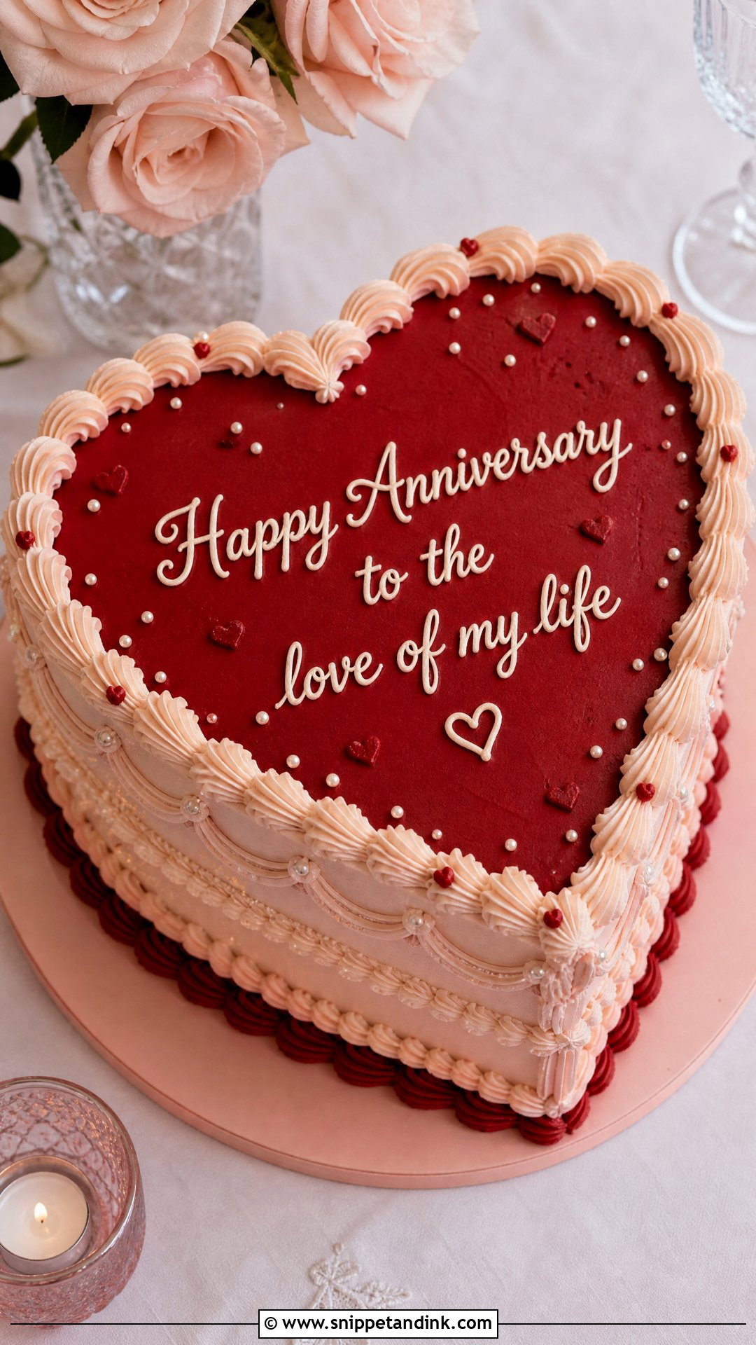 Heart Shaped Anniversary Cake - Snippet and Ink - 20 Simple Wedding Anniversary Cake Ideas