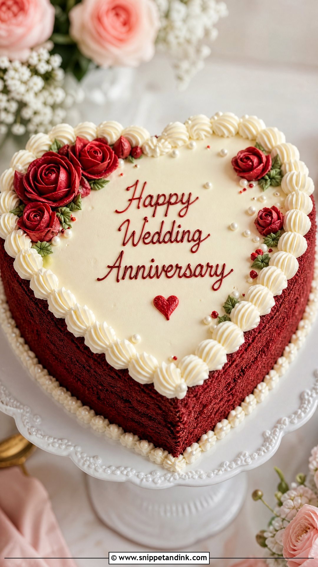 Heart Shaped Anniversary Cake - Snippet and Ink - 25 Happy Wedding Anniversary Cake Ideas