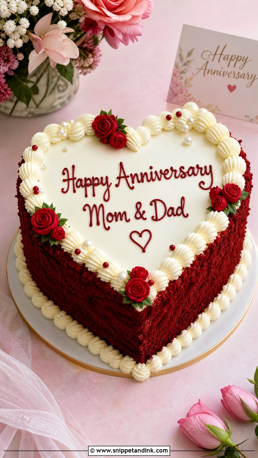 Heart Shaped Anniversary Cake for Parents - Snippet and Ink - 30 Anniversary Cake for Parents