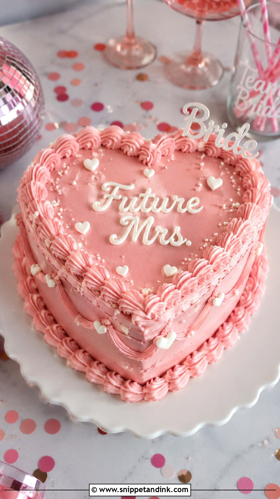 Heart Shaped Bachelorette Cake - Snippet and Ink - 20 Bachelorette Cake for Bride