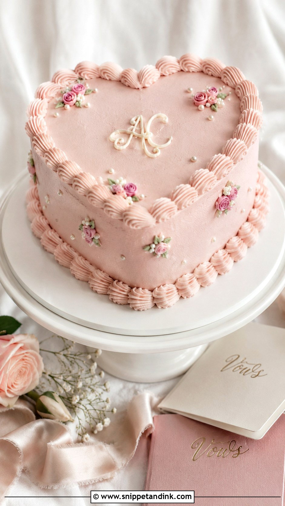 Heart Shaped Elopement Wedding Cake - Snippet and Ink - 20 Elopement Wedding Cake Ideas