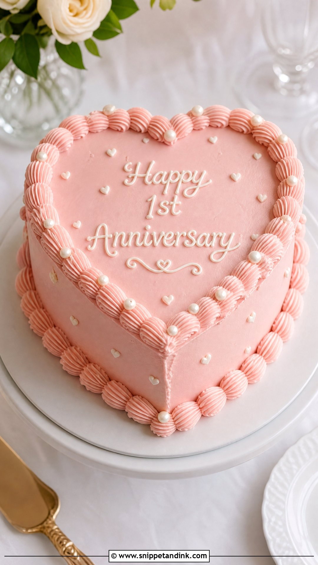 Heart Shaped First Anniversary Cake - Snippet and Ink - 25 Couple 1st Anniversary Cake Ideas