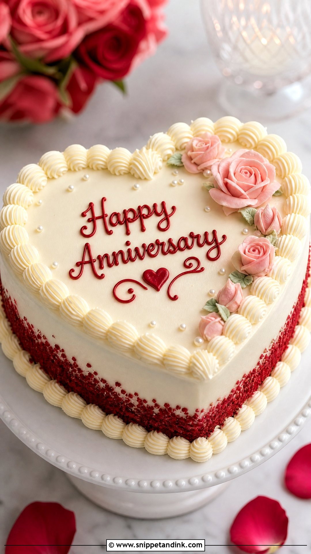 Heart Shaped Wedding Anniversary Cake - Snippet and Ink - 20 Wedding Anniversary Cake Ideas