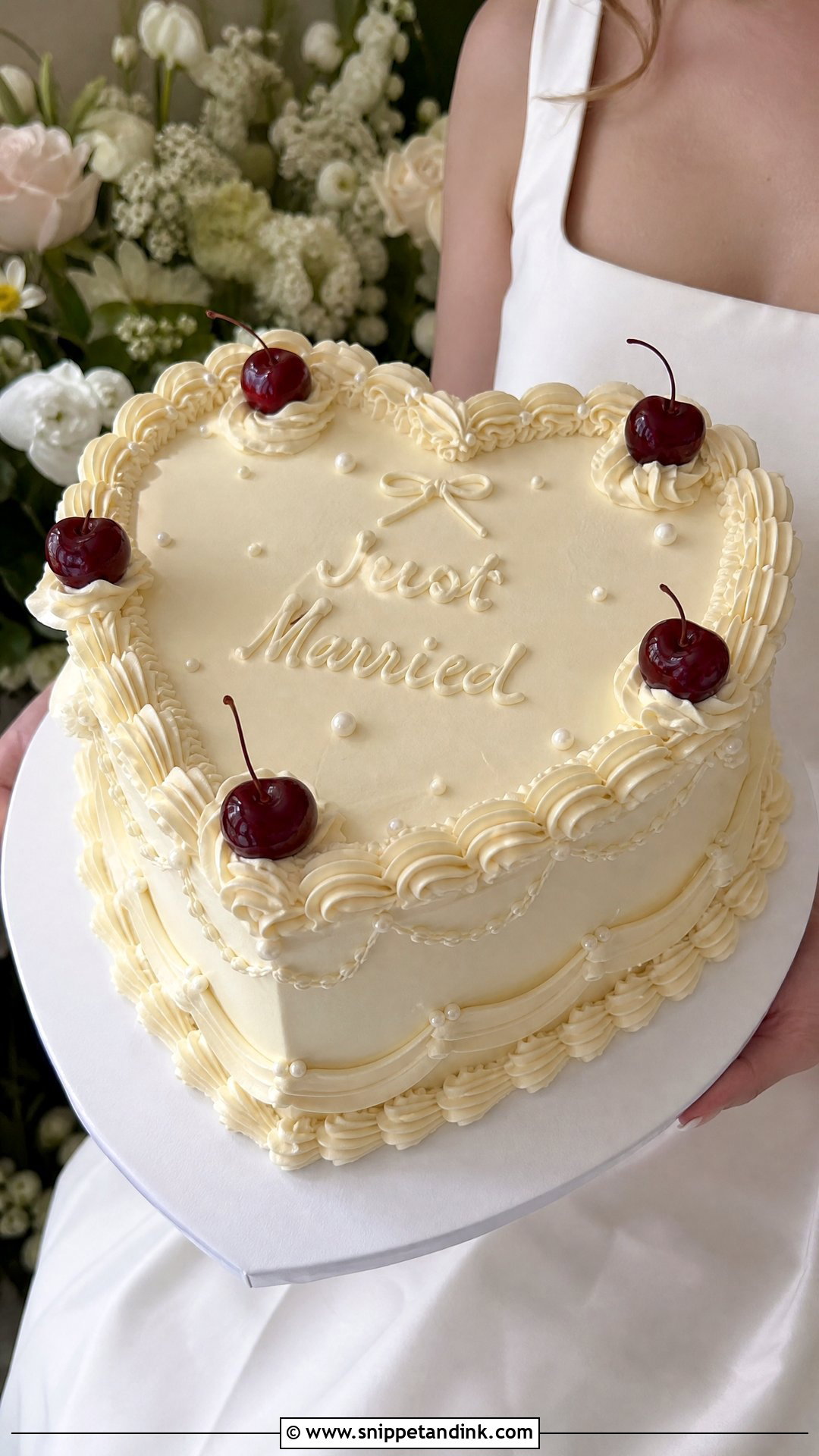 Heart Shaped Wedding Cake - Snippet and Ink - 20 Person Holding Cake Ideas for Wedding