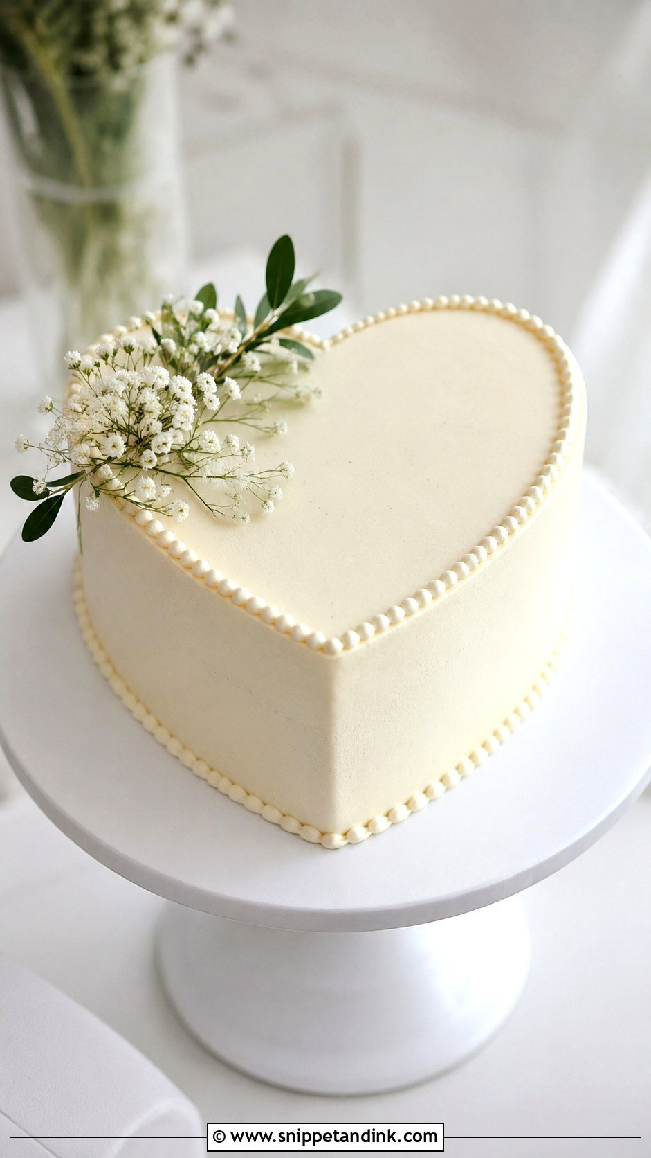 Heart Shaped Wedding Cake With Smooth Buttercream - Snippet and Ink - 20 Simple Heart Shaped Wedding Cake Ideas