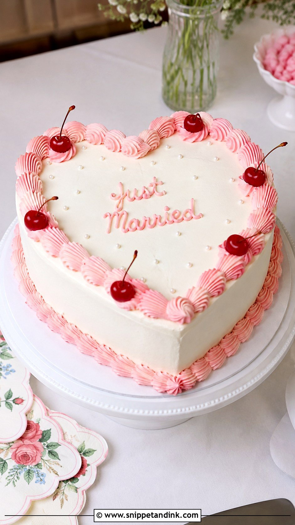 Heart Sheet Wedding Cake - Snippet and Ink - 30 Retro Heart Wedding Cake Ideas