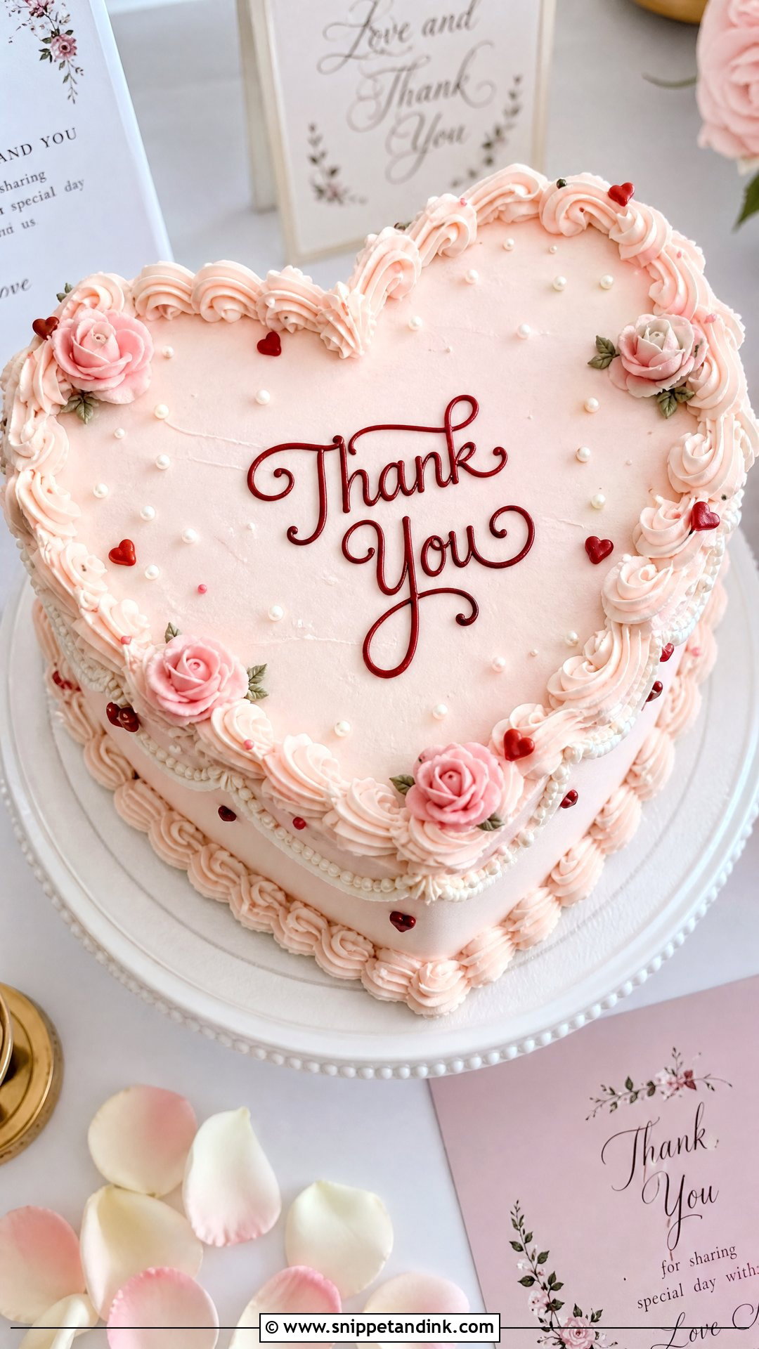 Heart Thank You Wedding Cake - Snippet and Ink - 20 Thank You Cake Design Ideas for Wedding