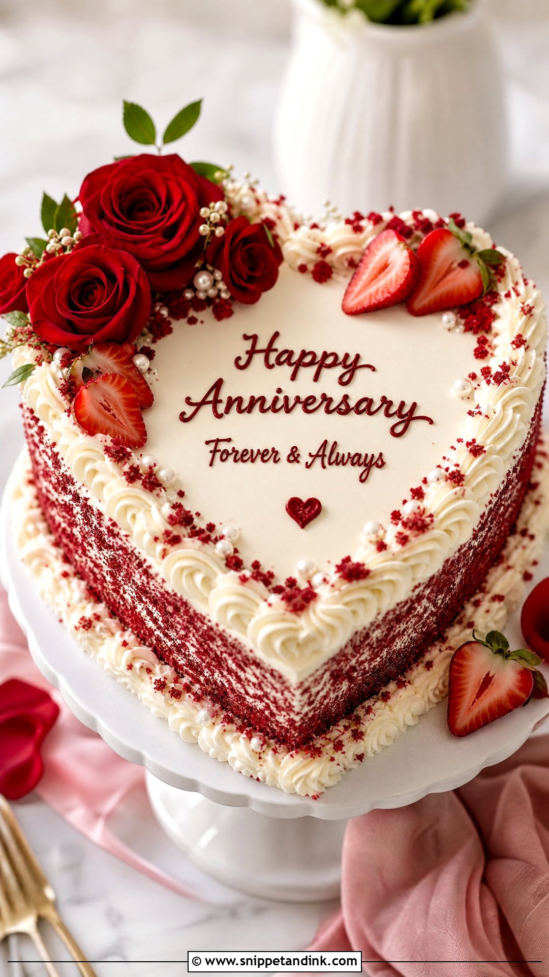 Heart Wedding Anniversary Cake - Snippet and Ink - 30 Wedding Anniversary Cakes