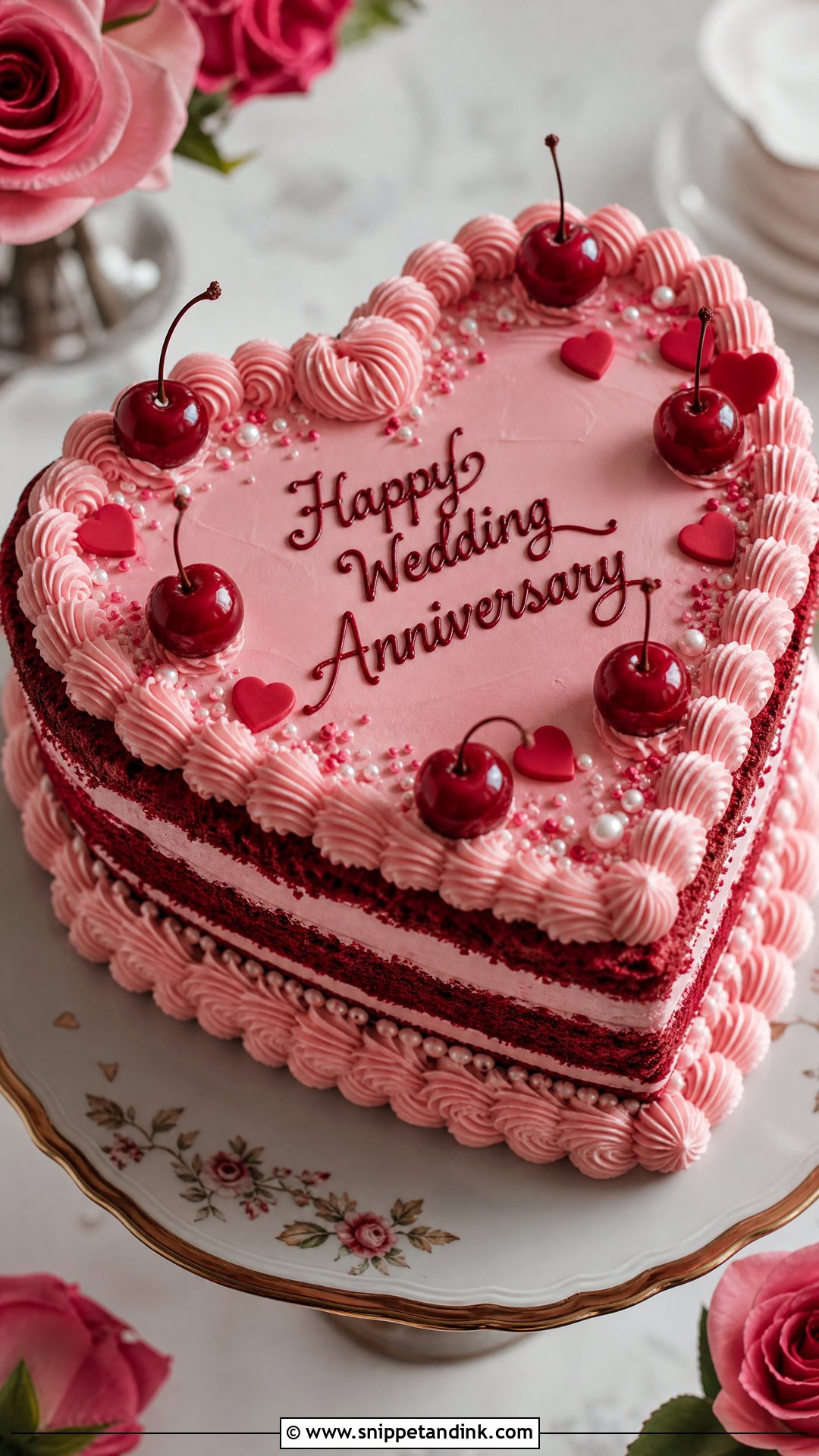 Heart Wedding Anniversary Cake - Snippet and Ink - 35 Wedding Anniversary Cake Ideas