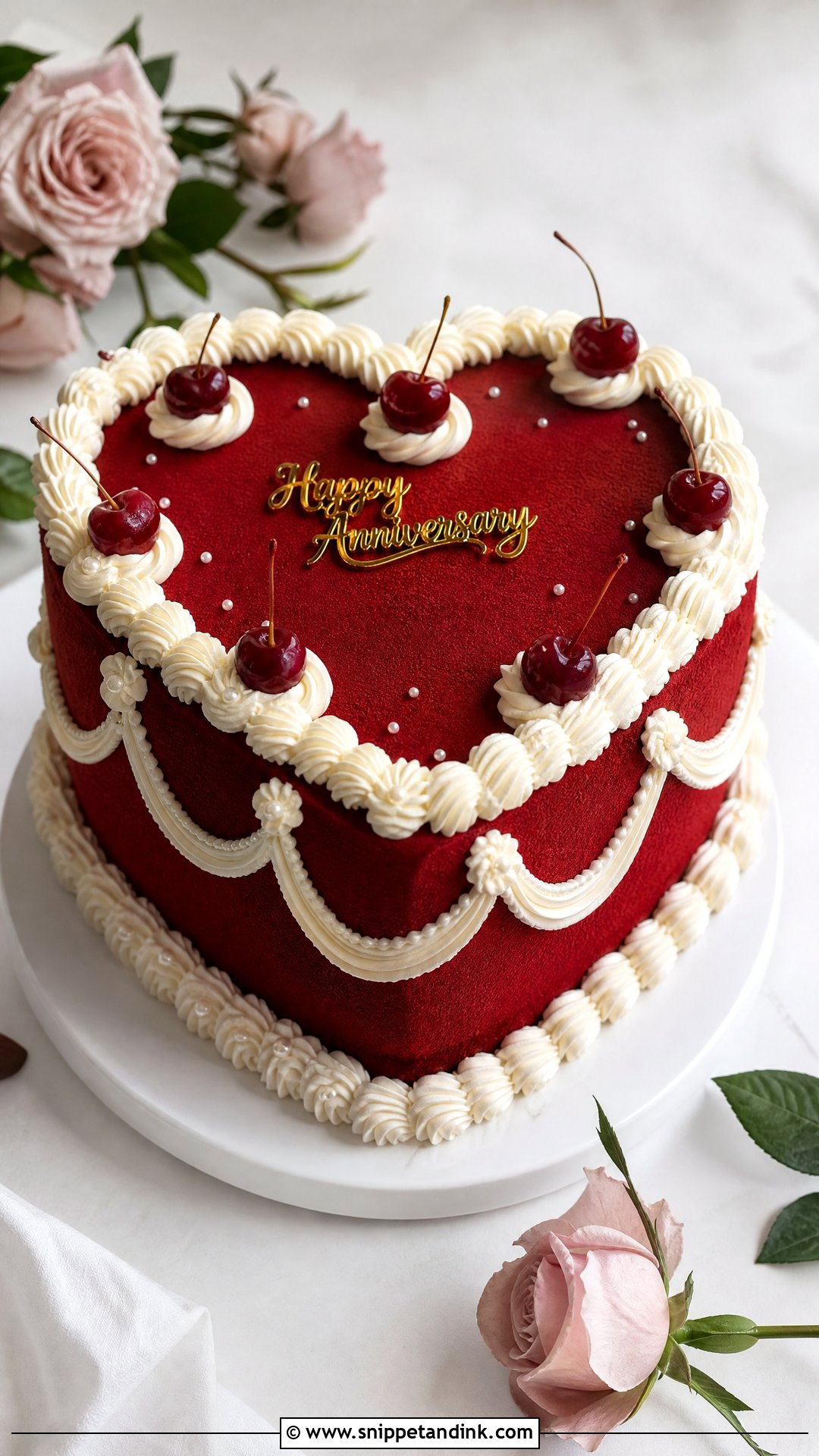 Heart Wedding Anniversary Cake - Snippet and Ink - 30 Wedding Anniversary Cake Design Ideas