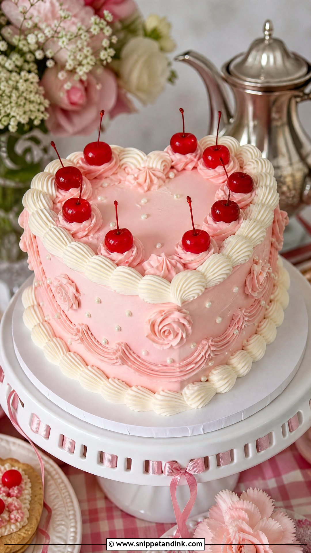 Heart Wedding Cake With Cherries - Snippet and Ink - 25 Hearts Cake Ideas for Wedding