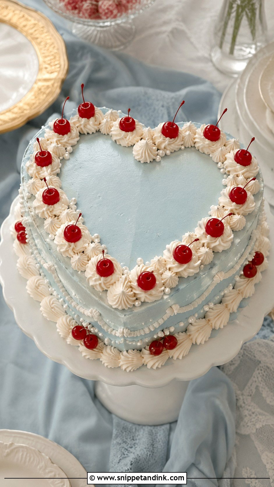 Heart Wedding Cake With Cherries - Snippet and Ink - 20 Heart Wedding Cake Ideas