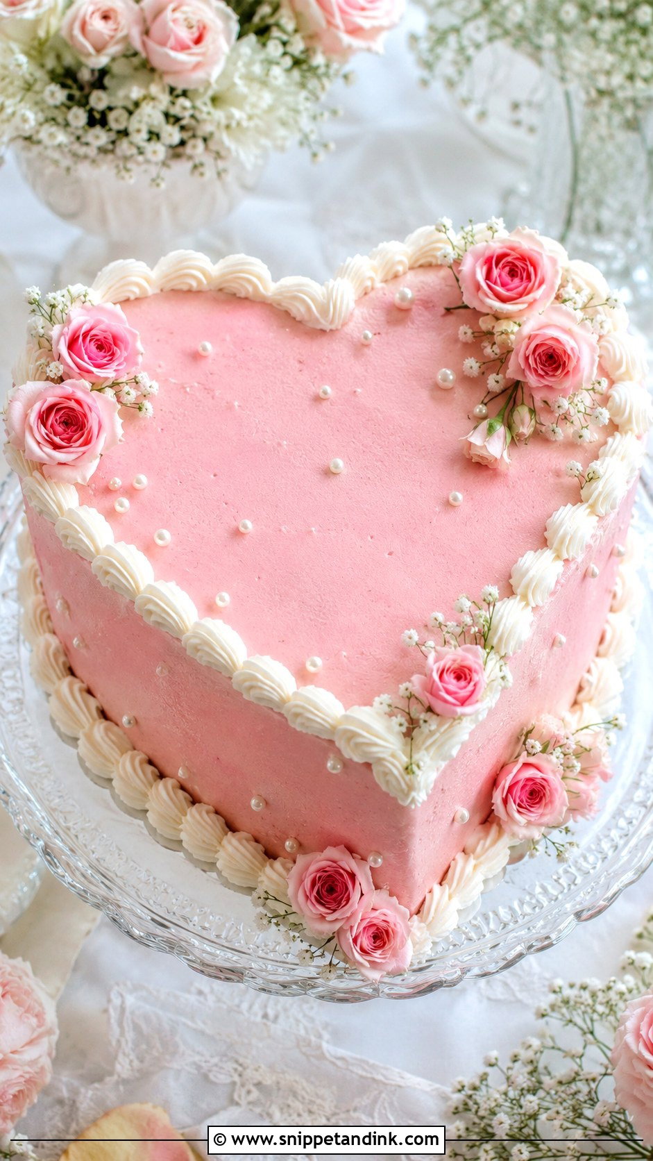 Heart Wedding Cake With Fresh Flowers - Snippet and Ink - 20 Heart Wedding Cake Ideas