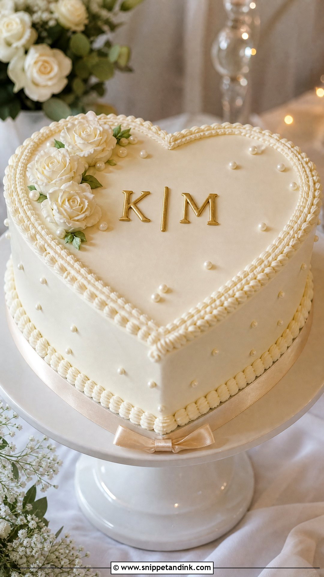 Heart Wedding Cake With Initials - Snippet and Ink - 25 Hearts Cake Ideas for Wedding