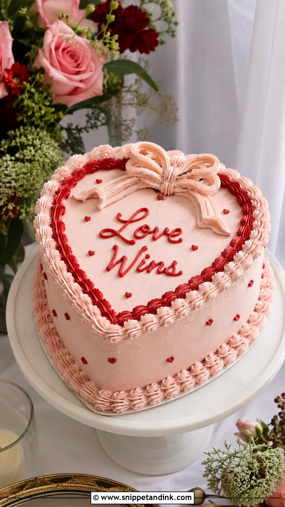 Heart Wedding Cake With Love Wins - Snippet and Ink - 25 Wedding Cake Wording Ideas