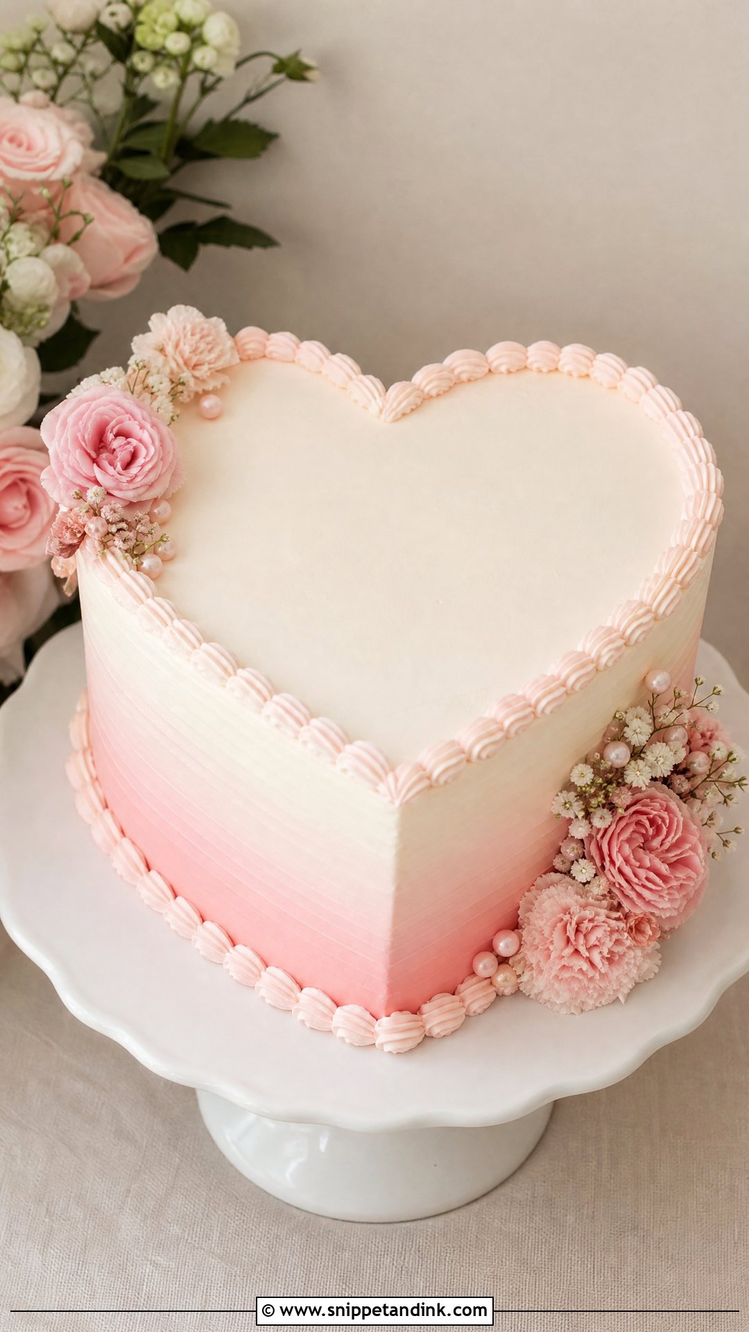 Heart Wedding Cake With Ombre - Snippet and Ink - 25 Hearts Cake Ideas for Wedding