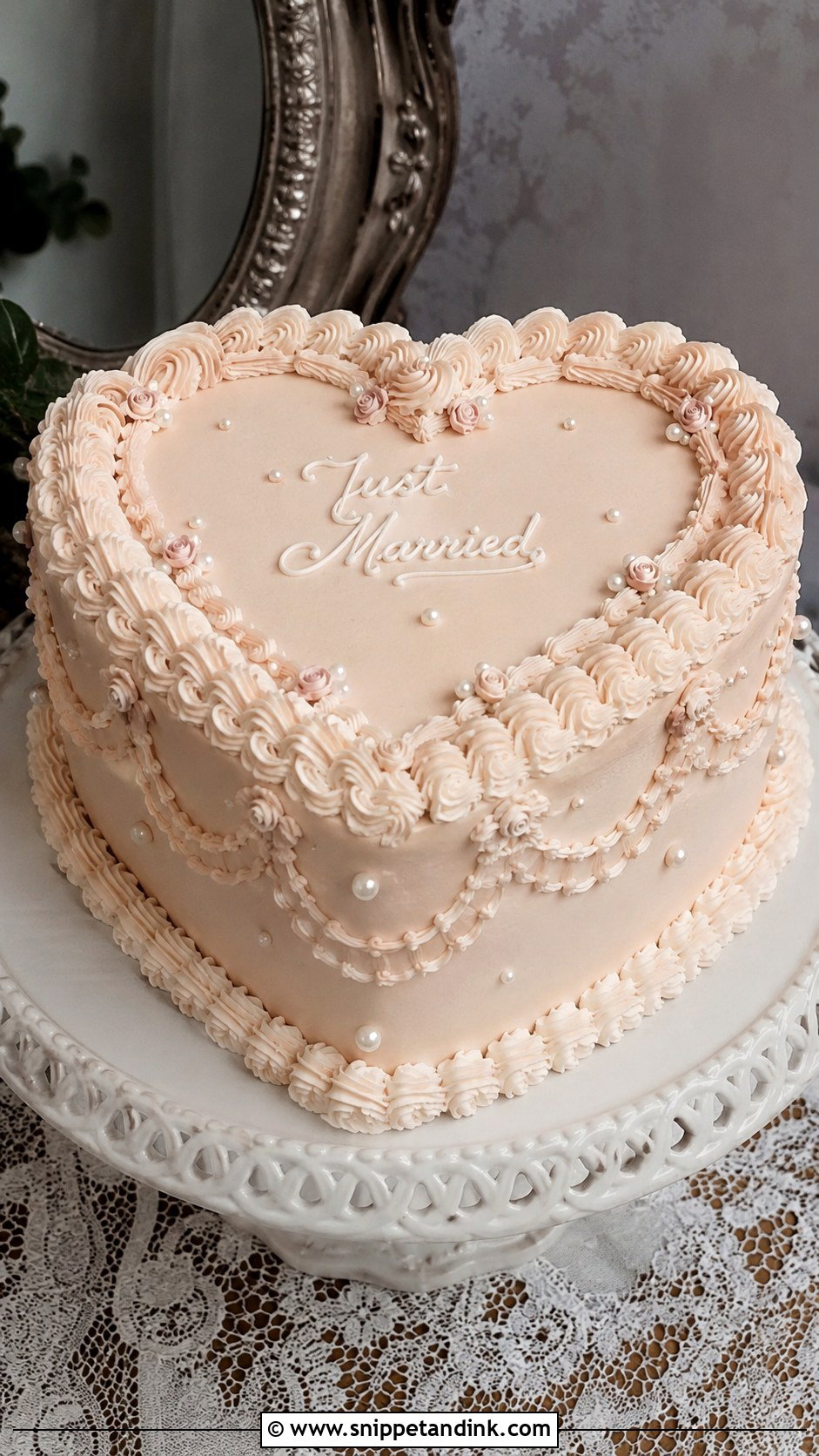Heart Wedding Cake With Piping - Snippet and Ink - 25 Simple Wedding Cake Decoration Ideas