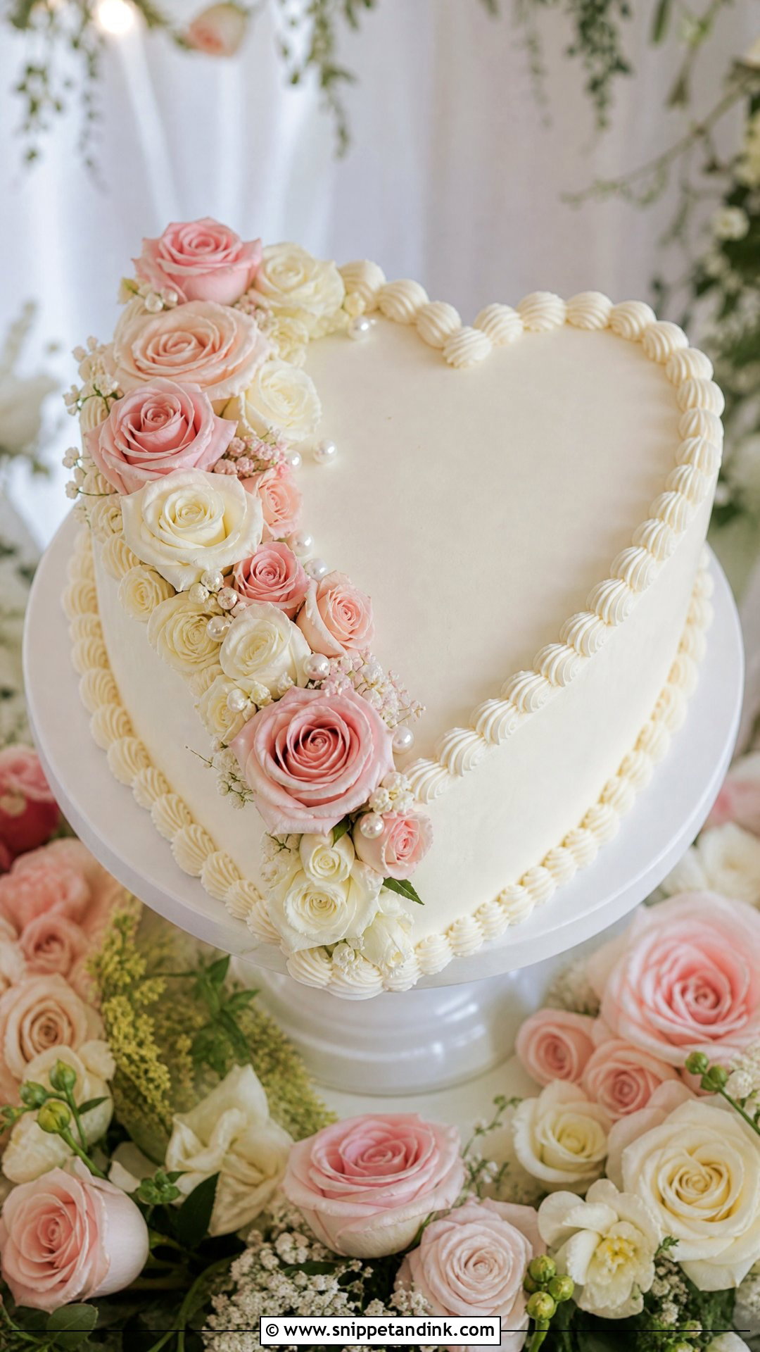 Heart Wedding Cake With Roses - Snippet and Ink - 25 Hearts Cake Ideas for Wedding
