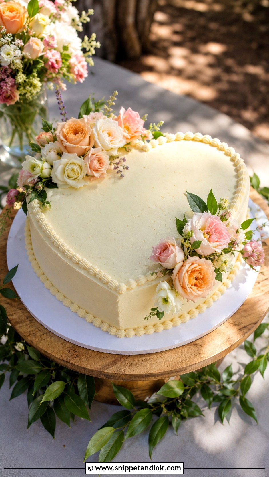 Heart Wedding Cake With Roses - Snippet and Ink - 20 Heart Wedding Cake Ideas