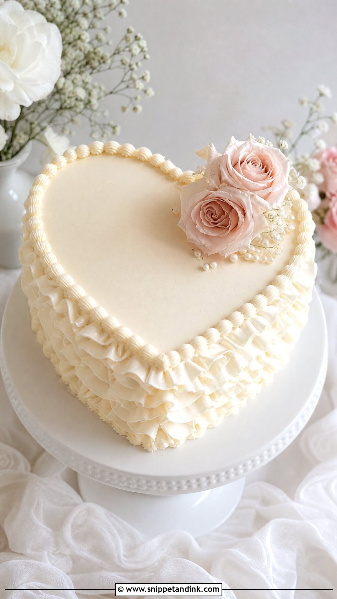 Heart Wedding Cake With Ruffles - Snippet and Ink - 25 Hearts Cake Ideas for Wedding
