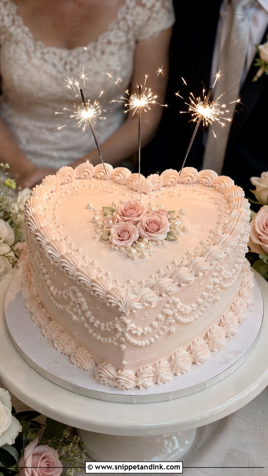 Heart Wedding Cake With Sparklers - Snippet and Ink - 20 Cake Ideas with Sparklers for Wedding