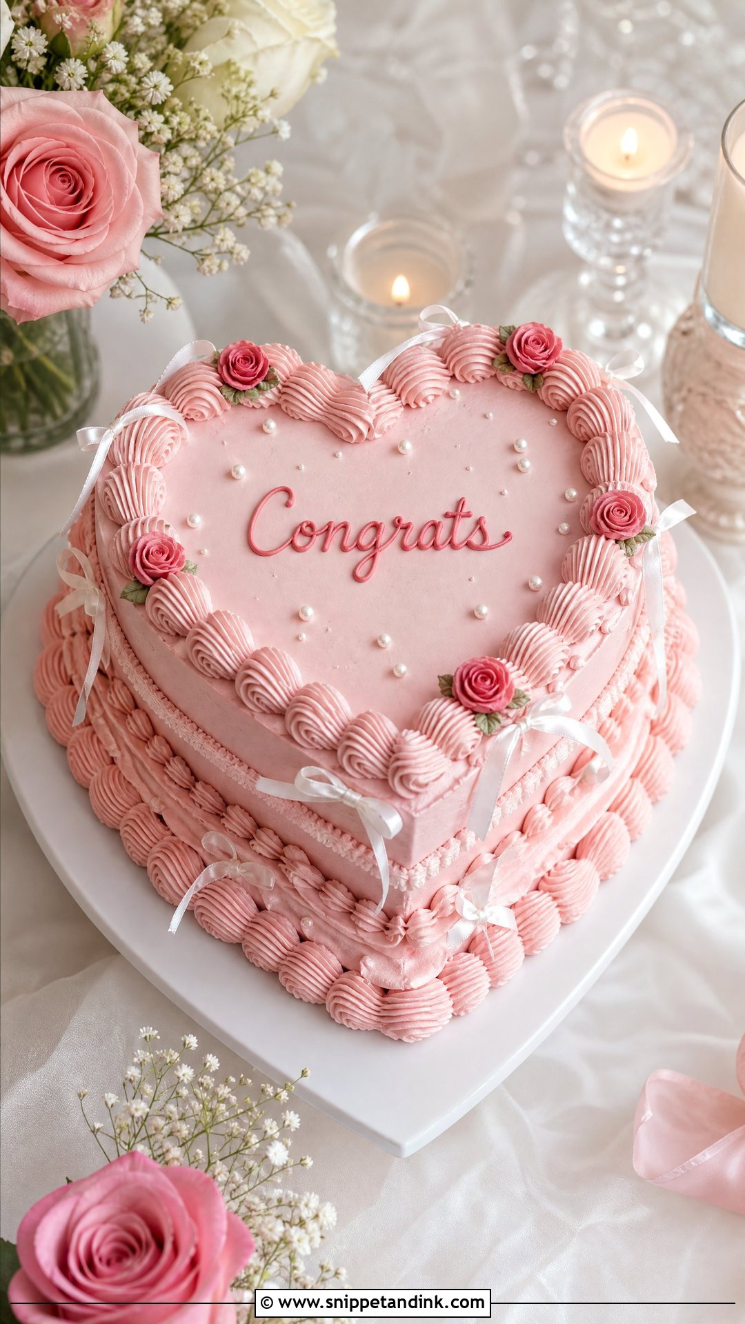 Heart Wedding Congrats Cake - Snippet and Ink - 30 Congrats Cake Ideas for Wedding