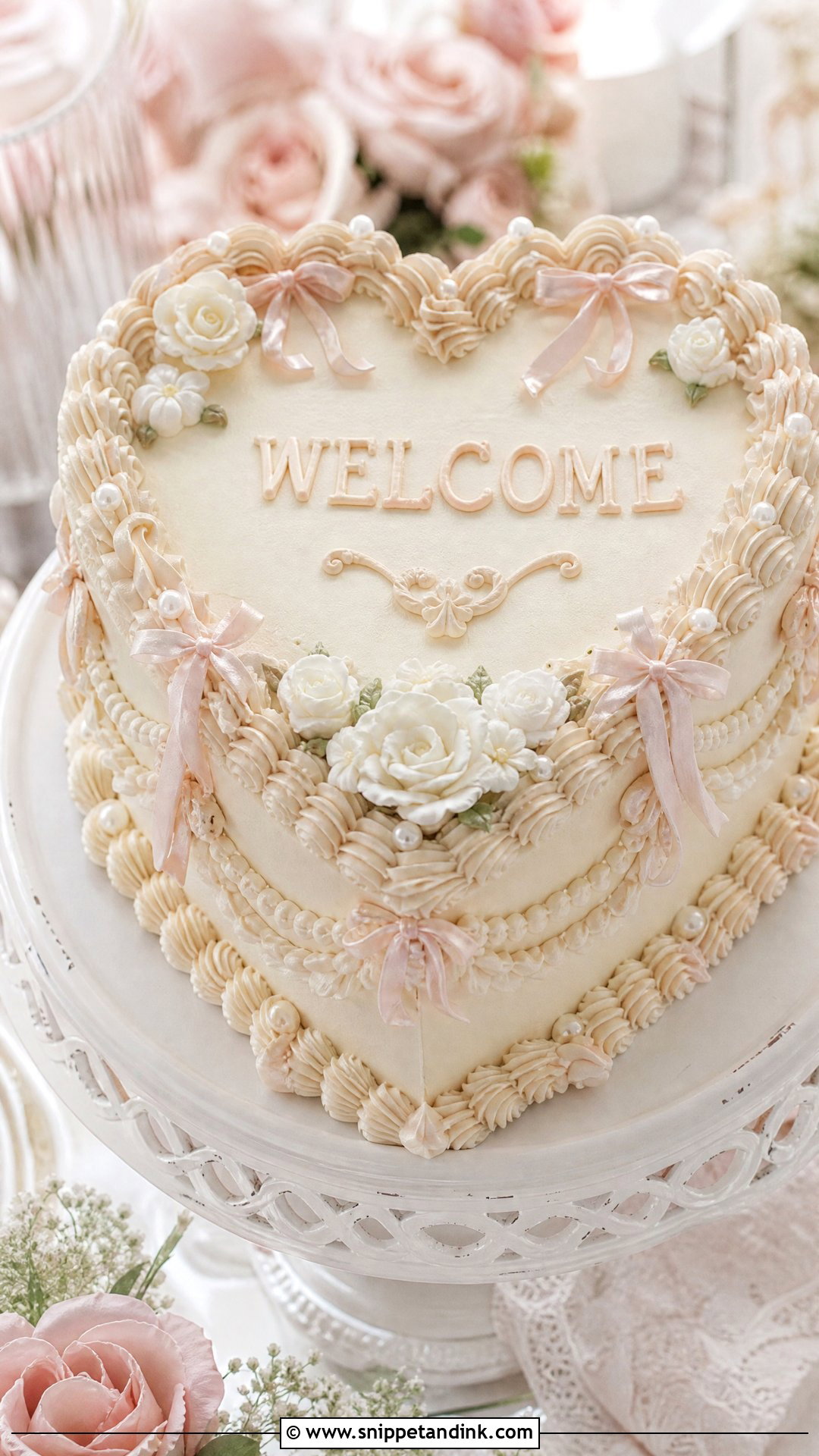 Heart Welcome Wedding Cake - Snippet and Ink - 30 Welcome Cake Ideas for Wedding