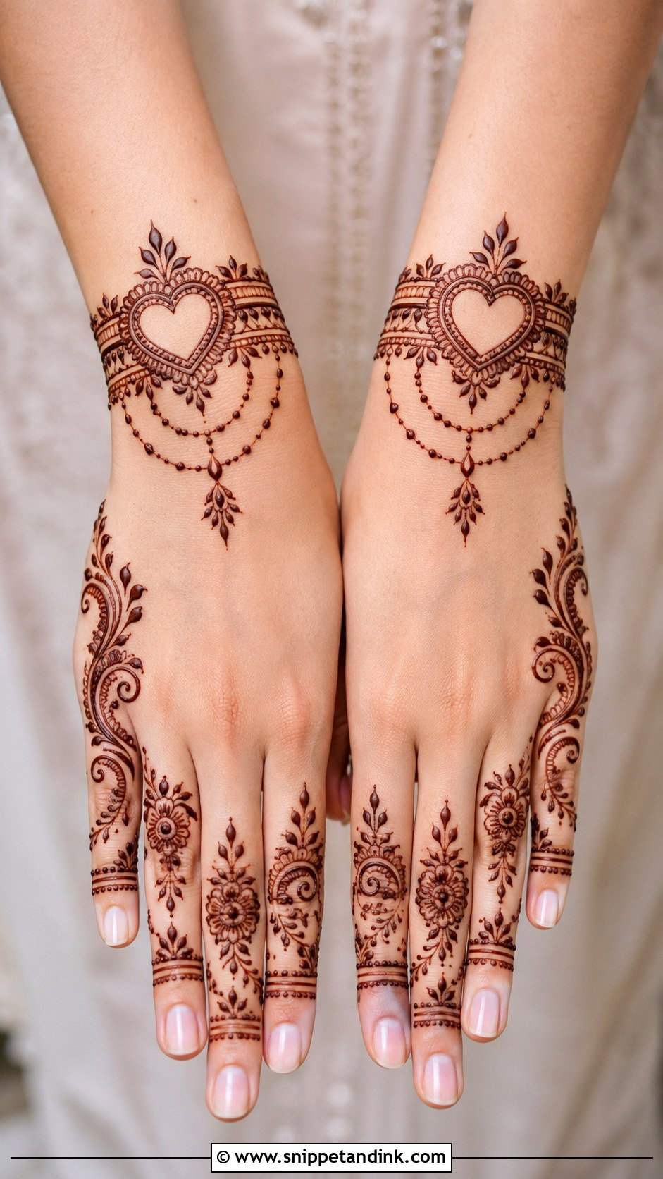 Heart Wrist Mehndi Design - Snippet and Ink - 30 Heart Mehndi Designs