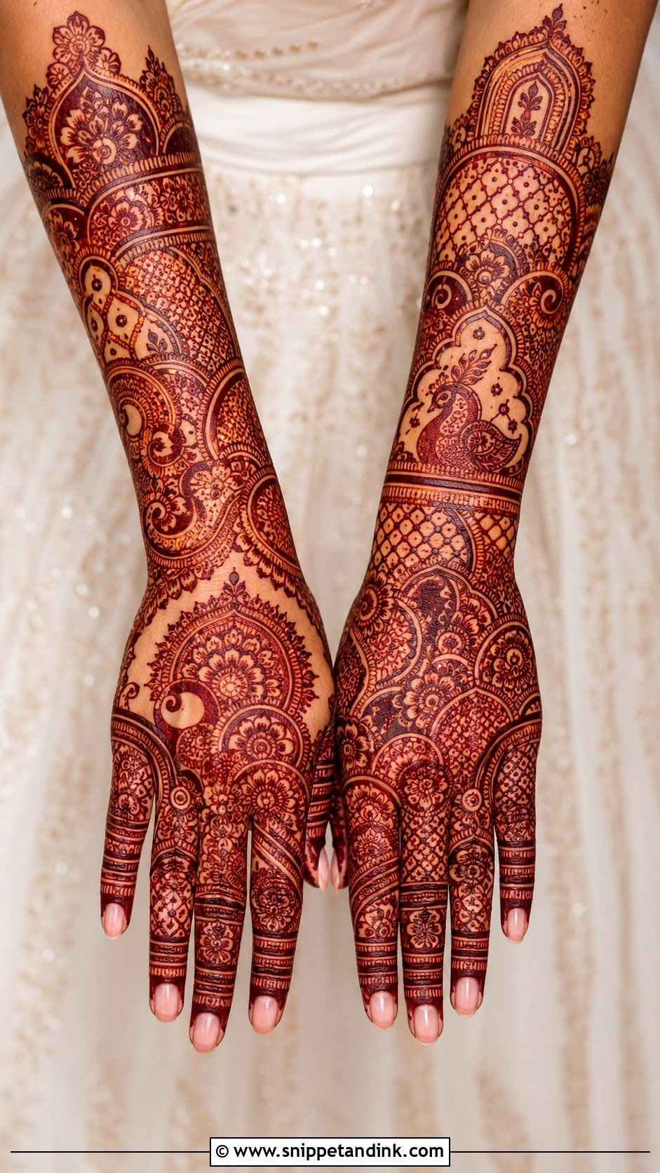Heavy Back Hand Bridal Mehndi Design - Snippet and Ink - 30 Back Hand Bridal Mehndi Designs