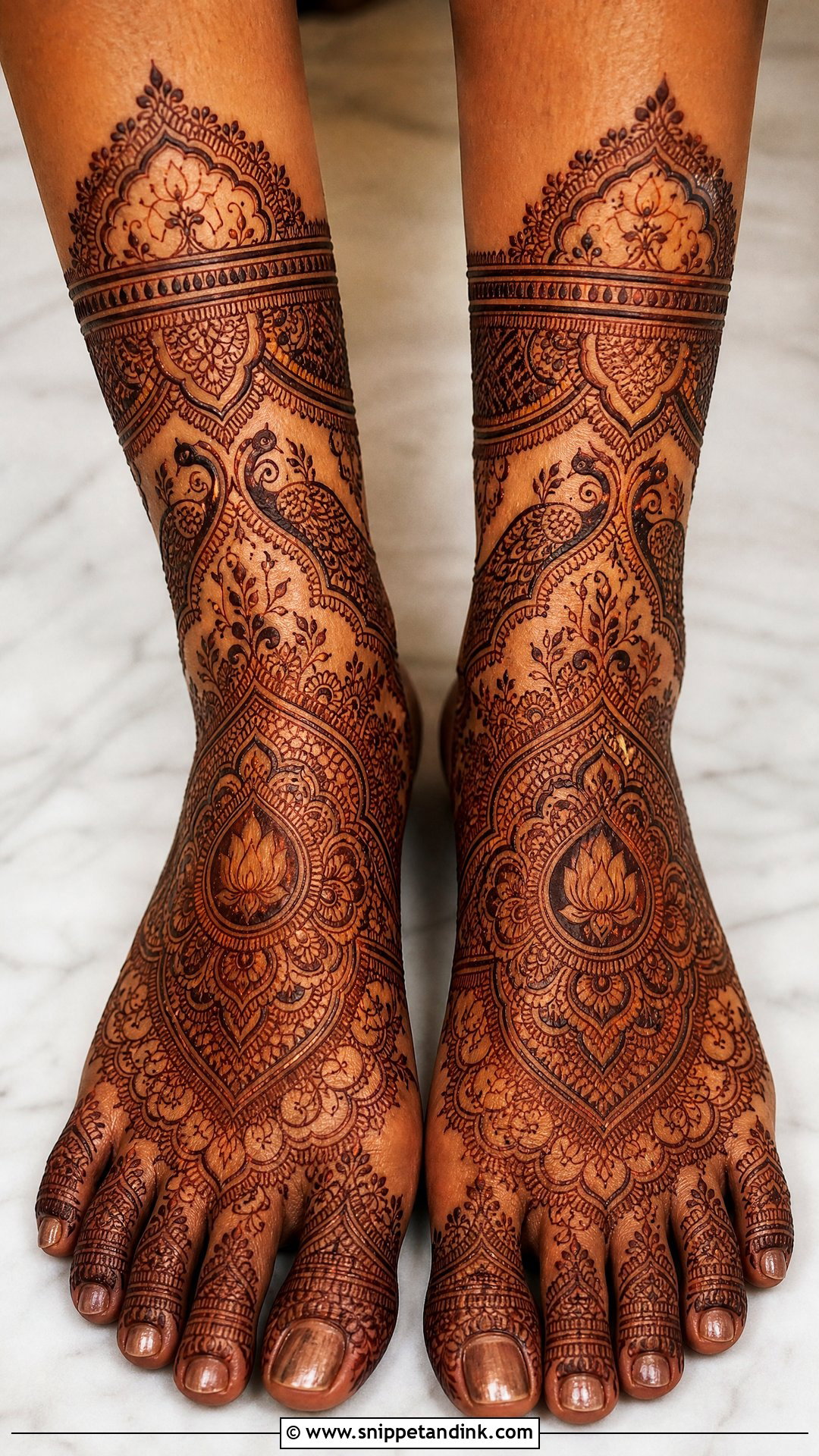 Heavy Bridal Feet Mehndi Design - Snippet and Ink - 20 Bridal Henna Feet Mehndi Designs