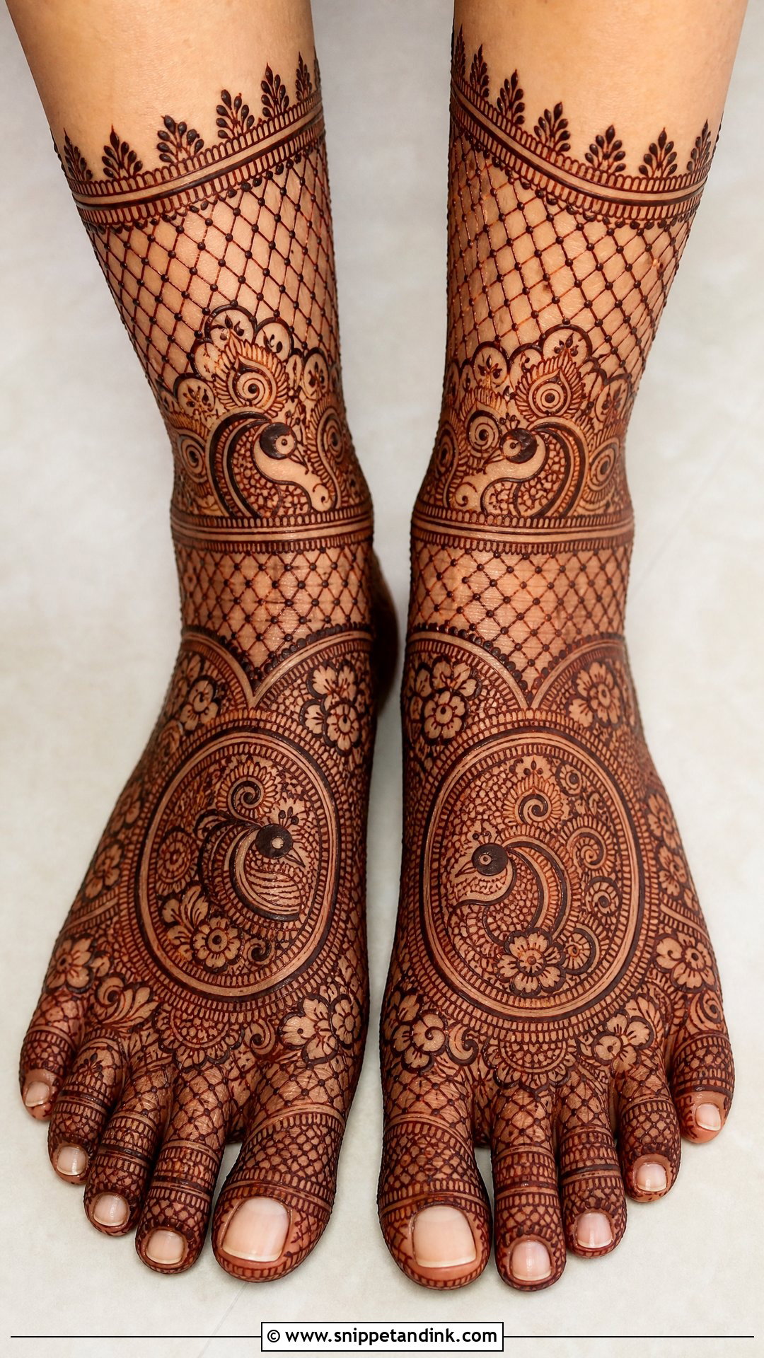 Heavy Bridal Foot Mehndi Design - Snippet and Ink - 25 Bridal Foot Mehndi Designs