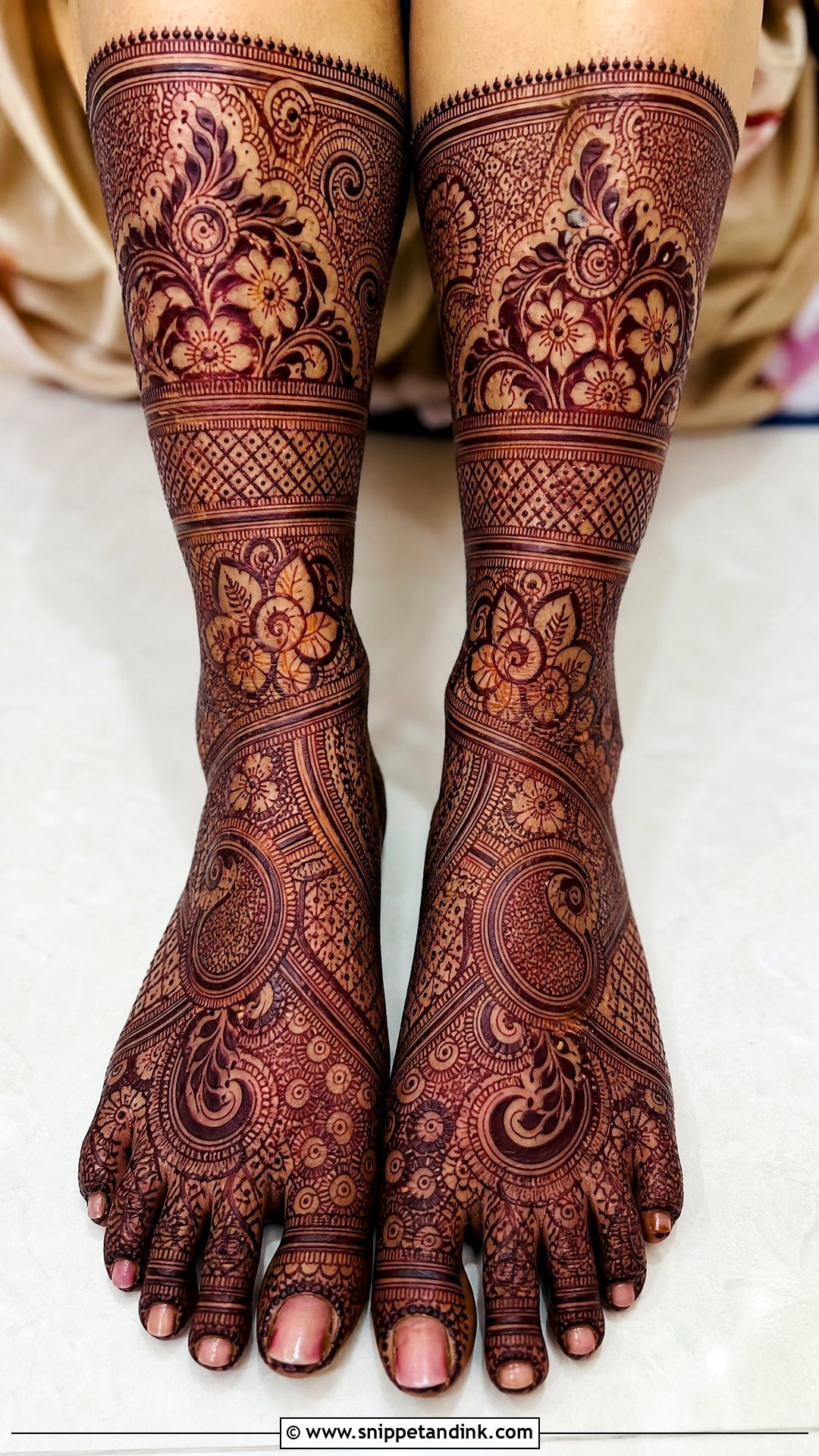 Heavy Bridal Leg Mehndi Design - Snippet and Ink - 20 Bridal Mehndi Designs Legs Brides