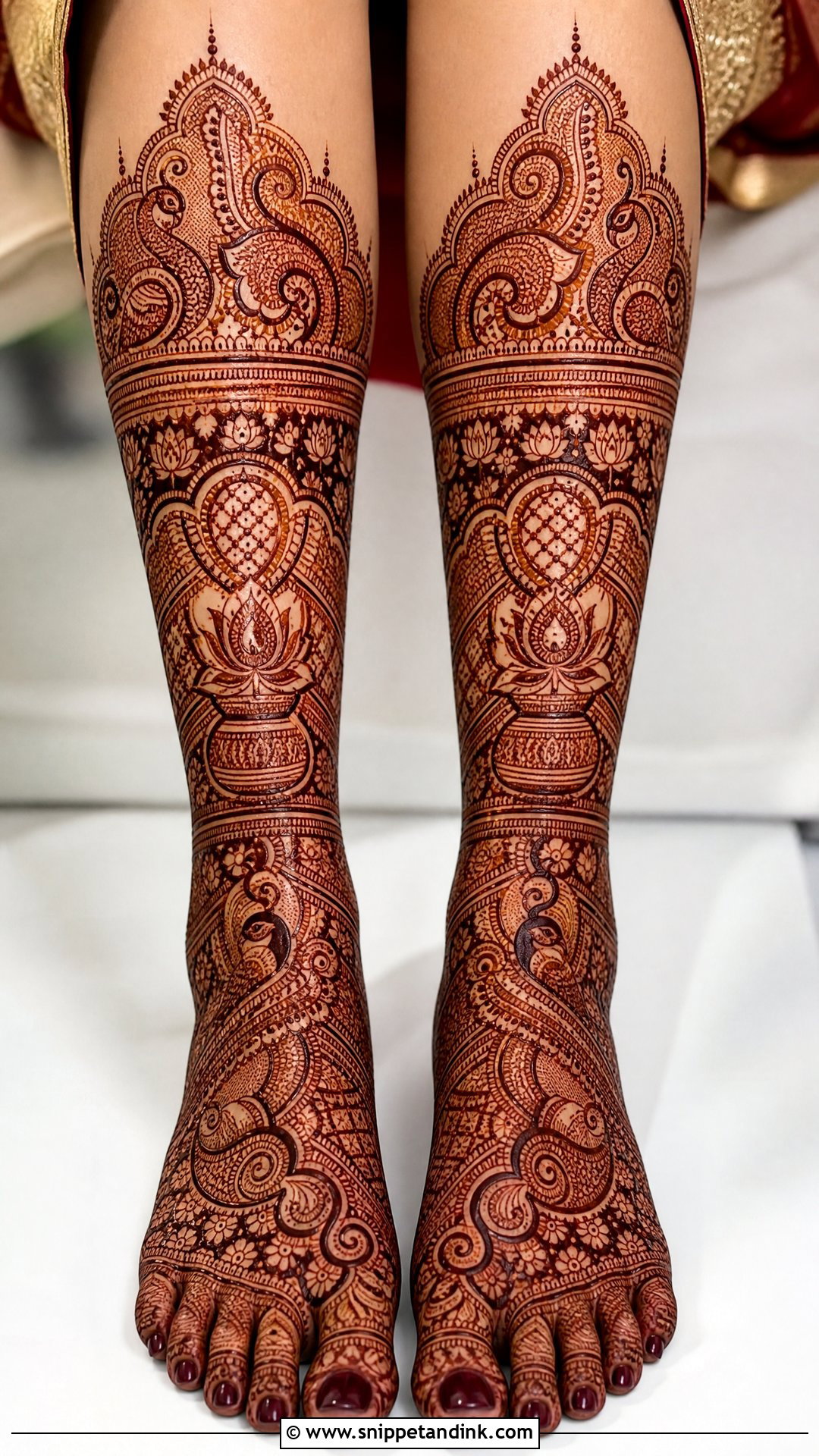 Heavy Bridal Leg Mehndi Design - Snippet and Ink - 20 Bride Lag Mehndi Design Ideas
