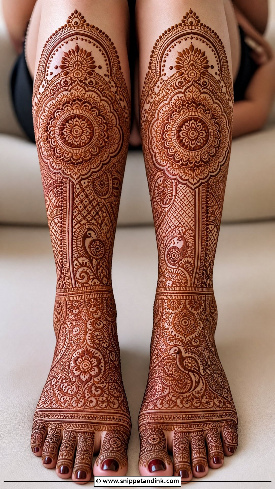 Heavy Bridal Leg Mehndi Design - Snippet and Ink - 20 Legs Bridal Mehndi Designs