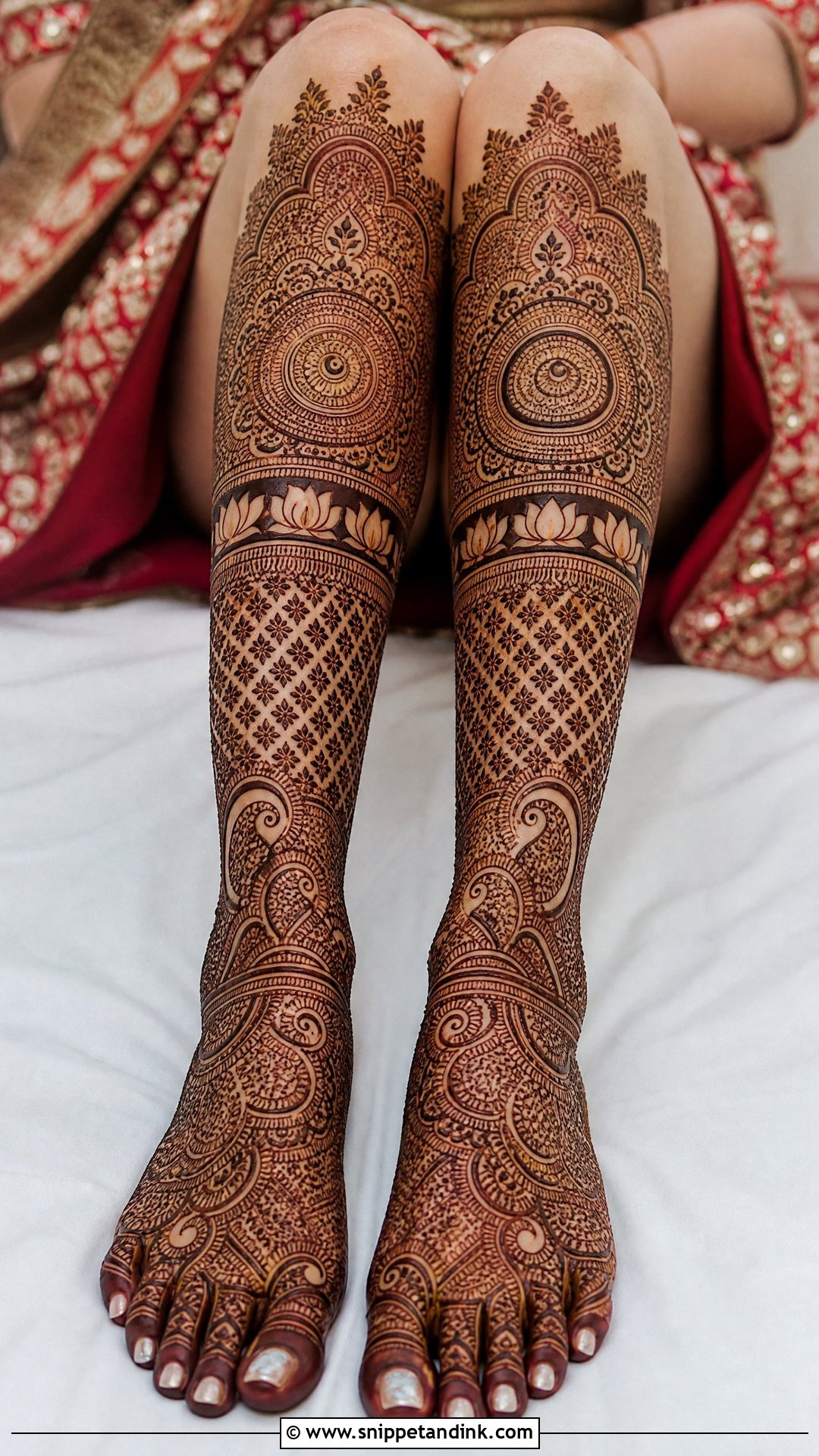 Heavy Bridal Leg Mehndi Design - Snippet and Ink - 20 Bridal Mehndi Designs for Leg