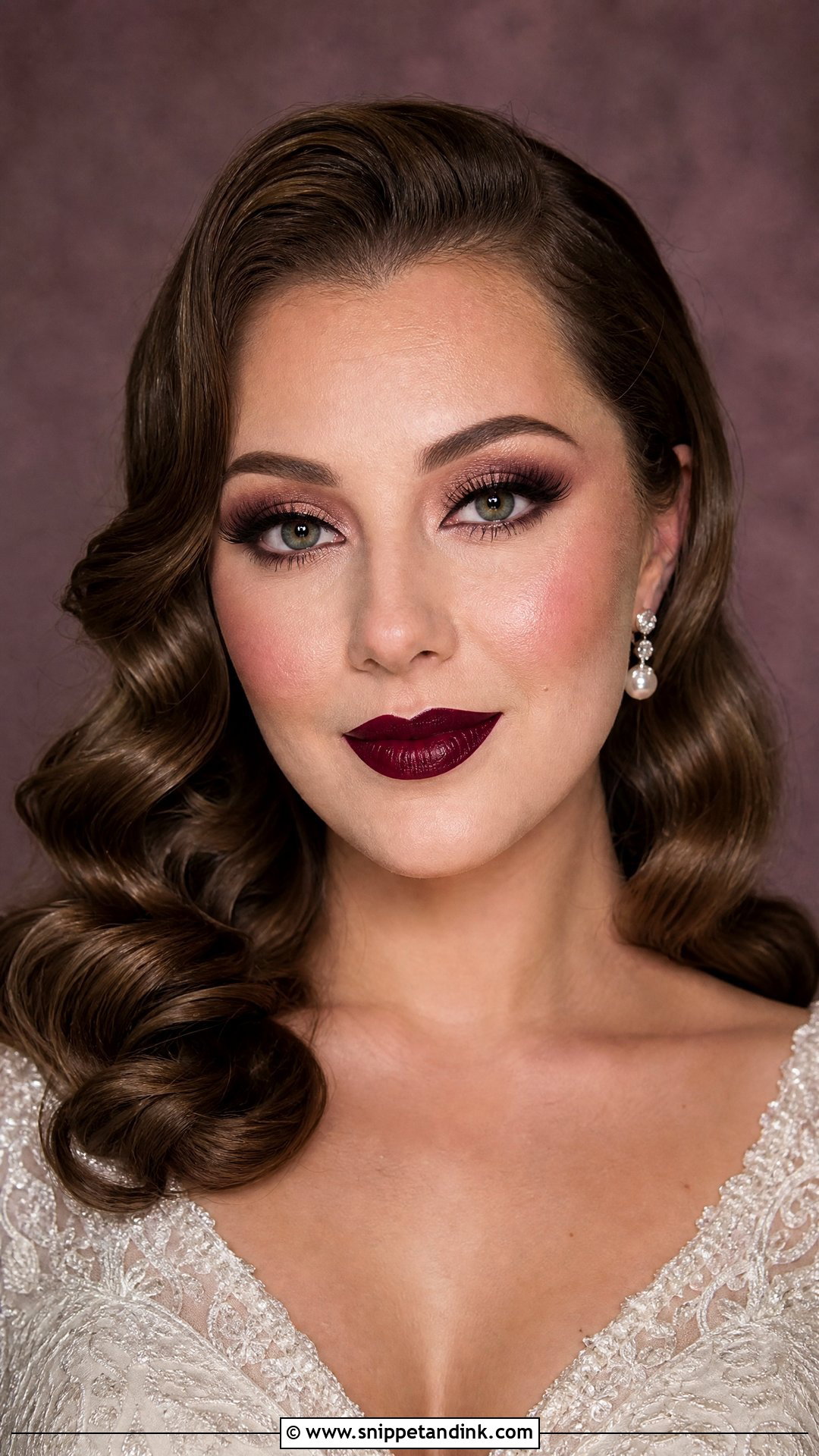 Heavy Bridal Makeup With Burgundy Lip - Snippet and Ink - 20 Heavy Bridal Makeup Ideas